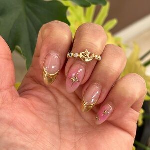 New Solid real 14K Gold evil Eye Moon Star Ring CZ